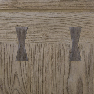 English Elm Bar Cabinet English Knotty Oak Veneer with Built-In Wine Storage, Soft-Close Doors, Rounded Edges B2699P401380