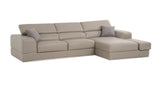 VIG Furniture Divani Casa Pella  Mini - Modern Grey Italian Leather Right Facing Chaise Sectional Sofa VGCA5106A-GRY-RAF