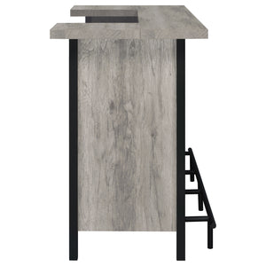 English Elm Menimen Industrial Grey Driftwood Freestanding Bar Unit with Two-Tier Prep Surface & Metal Frame B062P351438