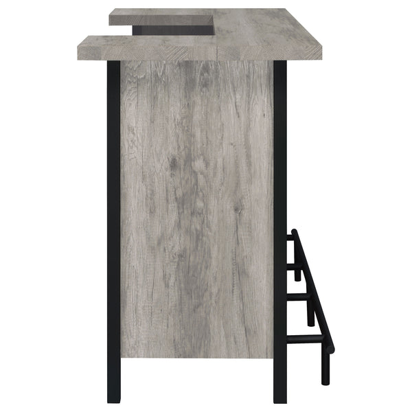 English Elm Menimen Industrial Grey Driftwood Freestanding Bar Unit with Two-Tier Prep Surface & Metal Frame B062P351438