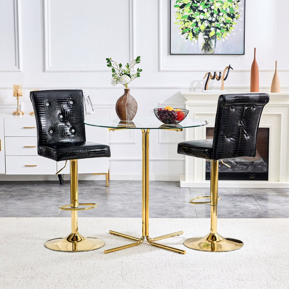 English Elm 4-pack Pu High-back Dining Chairs with Powder-coated Metal Legs for Modern Kitchens Black W3875P371071