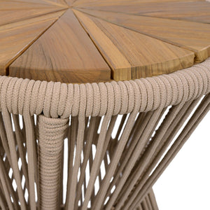 English Elm Scott Living Nara Outdoor Acacia Wood Side Tables with Woven Rope Iron Frame Set Beige,Light Teak N770PS2354692L