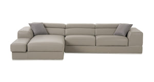 VIG Furniture Divani Casa Pella  Mini - Modern Grey Italian Leather Left Facing Sectional Sofa VGCA5106A-GRY-LAF