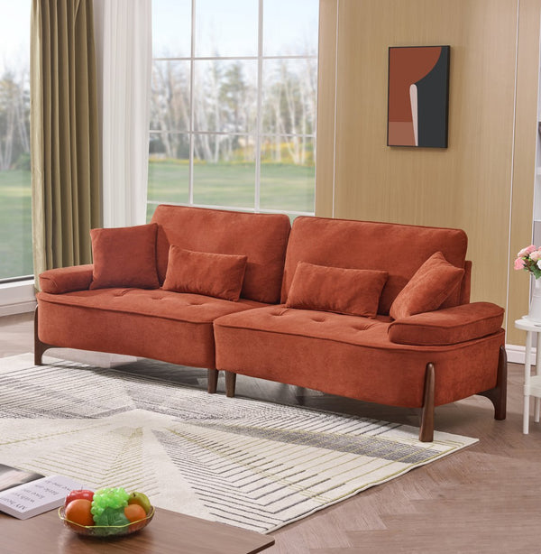 English Elm 103 Luxurious Cloud Velvet Sofa with High-Elastic Sponge Cushion, Deep-Seated Comfort for Living Spaces Brick red W2290S00010