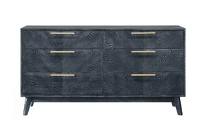 VIG Furniture Diana Modern Grey Ash Dresser With 6 Smooth-Glide Drawers, Gold Handles, Crown-Cut Veneer Finish VGMABR-132-DRS