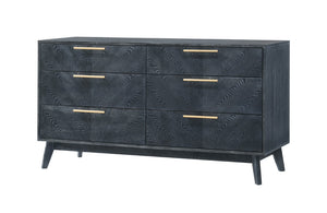 VIG Furniture Diana Modern Grey Ash Dresser With 6 Smooth-Glide Drawers, Gold Handles, Crown-Cut Veneer Finish VGMABR-132-DRS