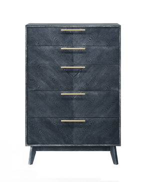 VIG Furniture Diana Grey Ash Chest Of Drawers With Crown-Cut Veneer, Gold Handles & Solid Wood Legs — Modern Storage VGMABR-132-CHEST