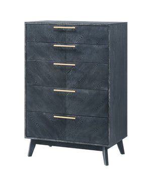 VIG Furniture Diana Grey Ash Chest Of Drawers With Crown-Cut Veneer, Gold Handles & Solid Wood Legs — Modern Storage VGMABR-132-CHEST