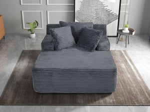 English Elm 66-inch Corduroy Sleeper Lounge Chair Oversized Foam Sofa Bed for Living Room Studio Dark Gray W5527P461980