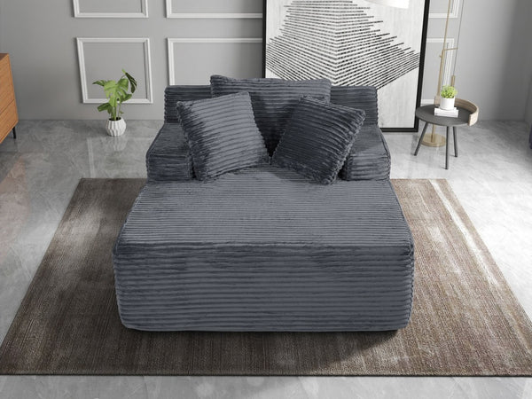 English Elm 66-inch Corduroy Sleeper Lounge Chair Oversized Foam Sofa Bed for Living Room Studio Dark Gray W5527P461980