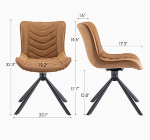 English Elm Mid-Century Modern Tufted Wingback Swivel Chairs, Set Of 2 - Stylish Leather Accent Chairs For Home T3903P405993