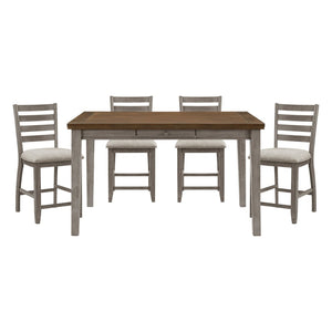 English Elm 5pc Arts Crafts Counter Dining Set Acacia Veneer Ladder Back Chairs Two Tone Finish B011S02492