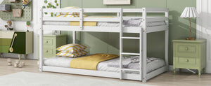 English Elm Solid Wooden Twin Over Twin Bunk Bed In White - Sturdy Rubberwood Frame With Reinforced Slats W504P191646-GIGA