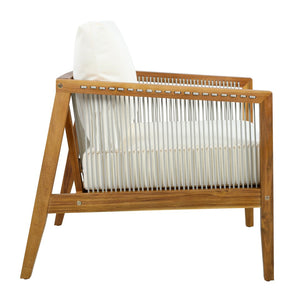 English Elm Outdoor Acacia Wood Club Chair with Woven Rope Panels and Resort Style Patio Comfort Beige,Teak N768P408130T
