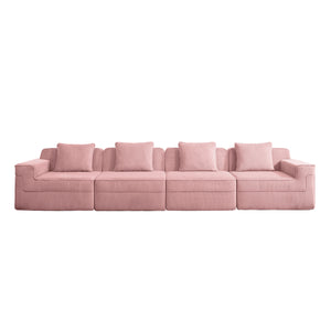 English Elm Modular 4-Seat Boneless Sofa - Plush Pink Corduroy Cloud Sectional Couch With Versatile Design & Comfort W3041S00341