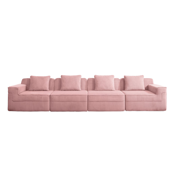 English Elm Modular 4-Seat Boneless Sofa - Plush Pink Corduroy Cloud Sectional Couch With Versatile Design & Comfort W3041S00341