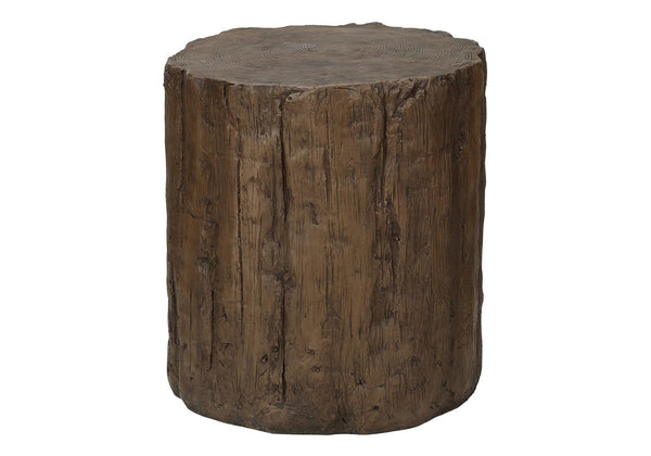 English Elm Accent Tree Stump Round Side Table Walnut Finish Organic Sculptural Indoor Outdoor Use B2710P461668