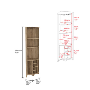 English Elm Essential Corner Bar Cabinet - Stylish Beige Storage With Wine Rack, 3 Shelves & Compact Design! B070S00331