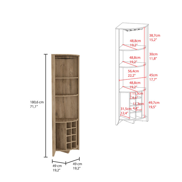 English Elm Essential Corner Bar Cabinet - Stylish Beige Storage With Wine Rack, 3 Shelves & Compact Design! B070S00331