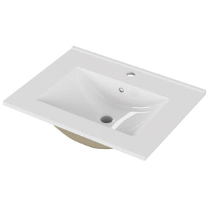 English Elm 24-inch Ceramic Undermount Bathroom Sink Gloss White Glaze with Pre-drilled Faucet Opening W3151P264908