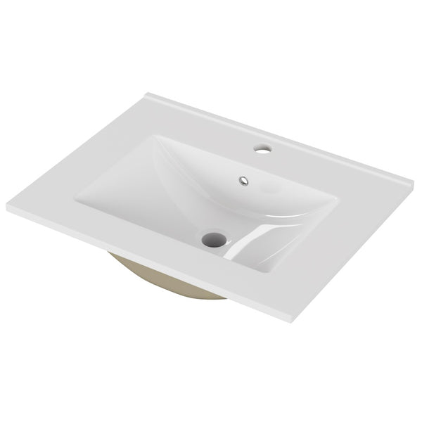 English Elm 24-inch Ceramic Undermount Bathroom Sink Gloss White Glaze with Pre-drilled Faucet Opening W3151P264908
