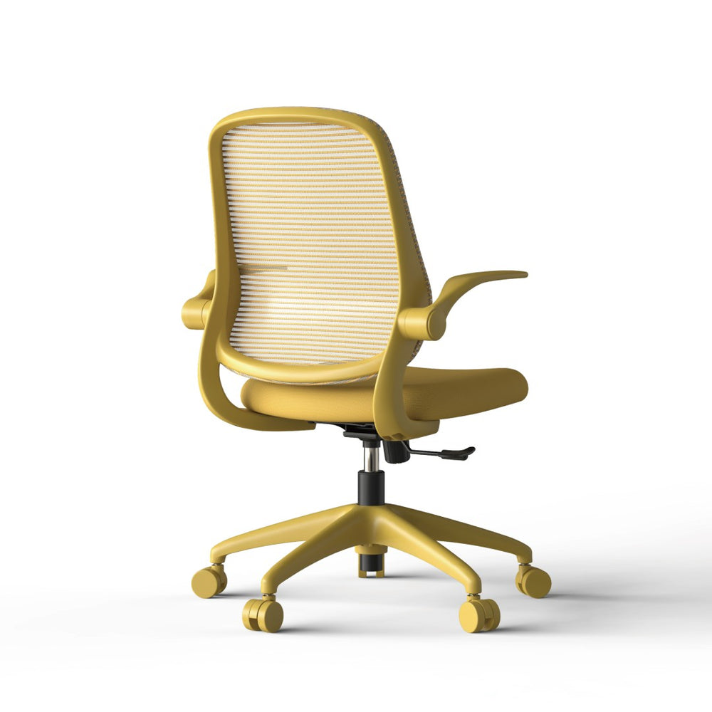 English Elm Ergonomic Mesh Back Task Chair with Flip Armrests High Density Foam Seat 500lb Capacity Yellow W5280P464450