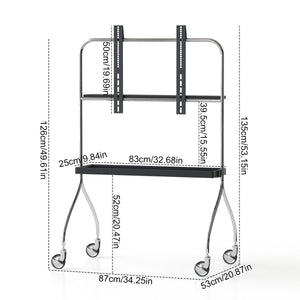 English Elm Walk 360° Movable TV Stand Antique Finish with Metal & Wood Shelves, Fits 43–70" TVs, 200lb Load Black W3318P307901