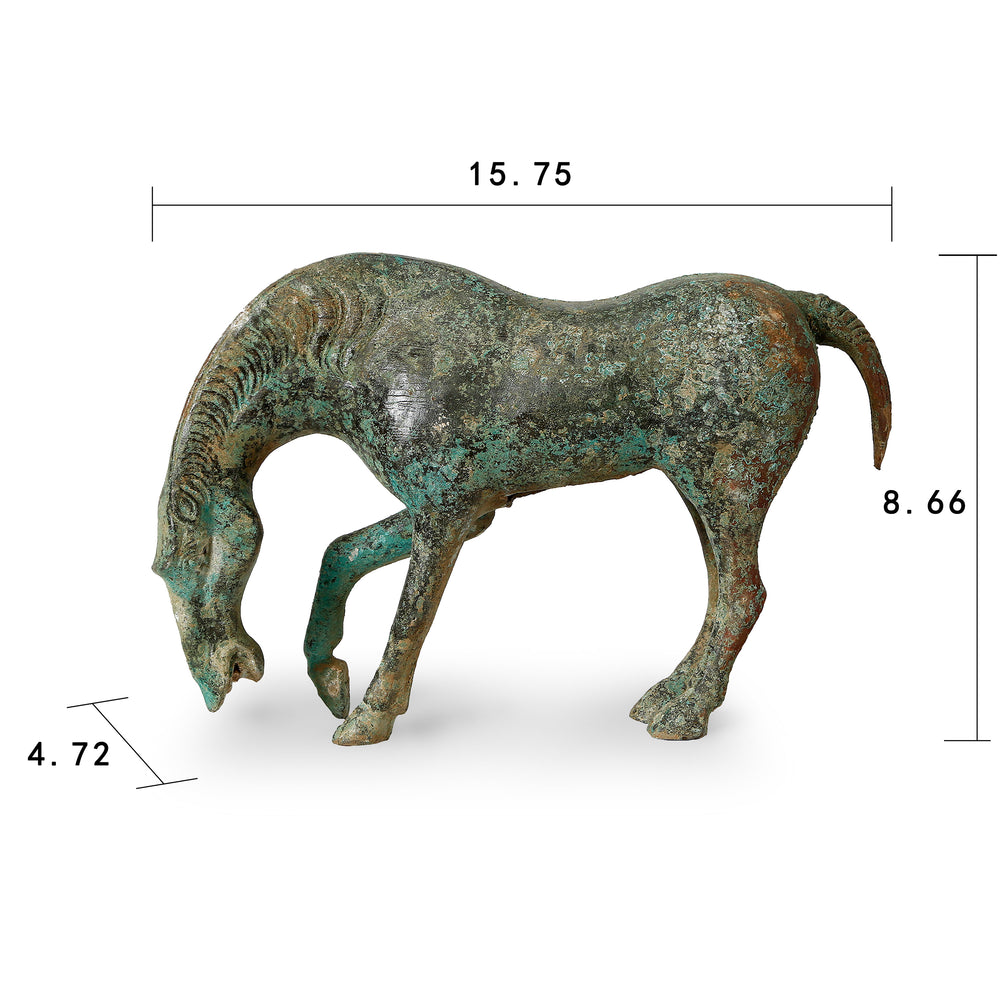 Lilys Approx 15" Wide 10" High Bronze Green Drinking Horse(Vintage Style, Color Vary) 8055