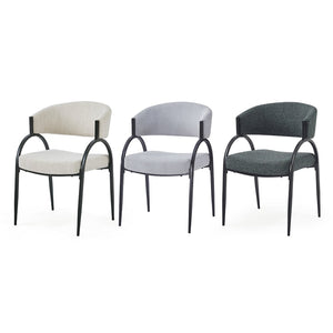 English Elm Upholstered Gray Fabric Dining Chair Set of Two with Sleek Metal Legs Modern Style N768P184752L