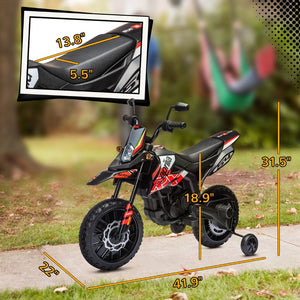 English Elm Qaba Kids Electric Dirt Bike 6v Battery Powered Ride on with Training Wheels Ages 3 to 8 Red W2225P249805