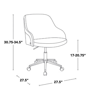 English Elm Office Task Chair with Walnut Accents Faux Leather Seat and Mid-century Modern Style B202P474169