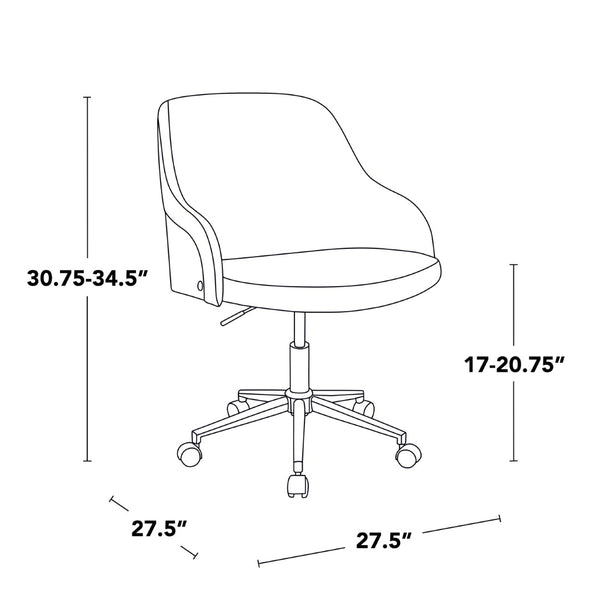 English Elm Office Task Chair with Walnut Accents Faux Leather Seat and Mid-century Modern Style B202P474169