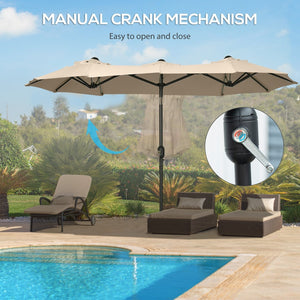 English Elm Outsunny 9.5' Double-Sided Patio Umbrella With Tilt Function, Crank, And Air Vents For Outdoor Comfort W2225P200476-GIGA