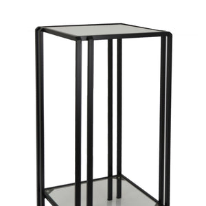 English Elm Buckley Black Metal Plant Stand with Mirrored Shelves for Glam Living Room Decor B056P416942