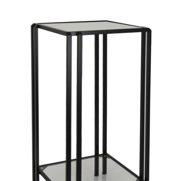 English Elm Buckley Black Metal Plant Stand with Mirrored Shelves for Glam Living Room Decor B056P416942