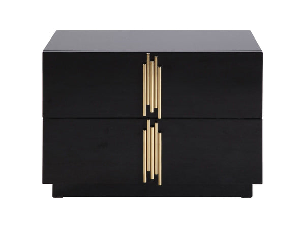 VIG Furniture Modrest Token - Modern Black + Gold Wide Nightstand VGVC-N815-L-BLK
