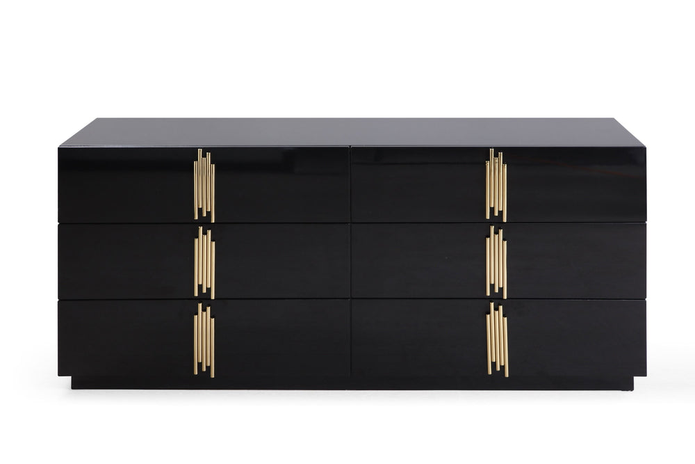 VIG Furniture Modrest Token - Modern Black + Gold Wide Dresser VGVC-J815-D-L-BLK