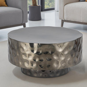 English Elm CT-90-30-30 Hand-Hammered Modern Coffee Table in Stainless Steel — Rounded Sleek Design, Copper/Gold/Silver Finish B009P345164