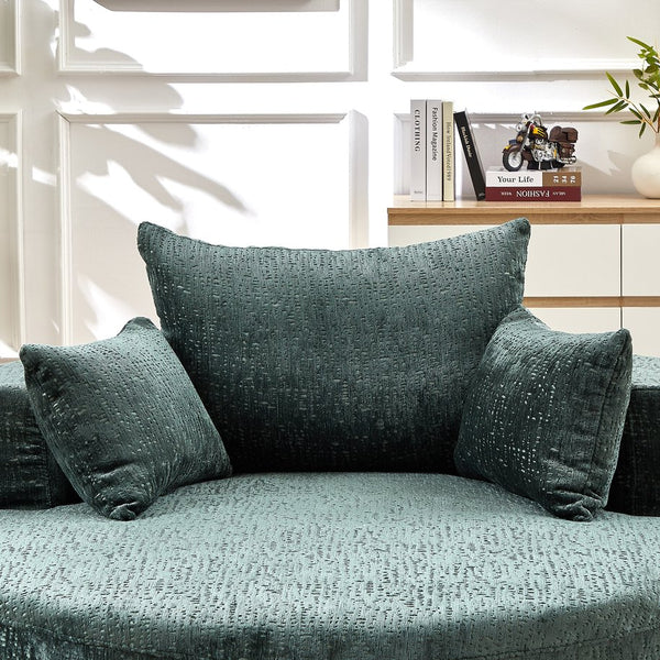 English Elm 55''L Chenille sponge single sofa sleeper chair — no assembly, ultra-soft chenille, plush backrest pillow comfort for living room relaxation Green W834P221025