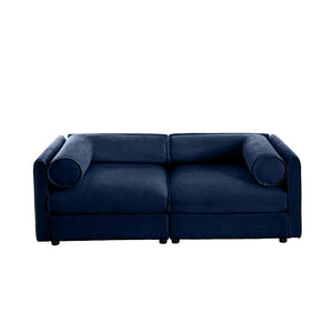 English Elm Stylish Blue Chenille 2-Seater Sofa With Hidden Storage, Modern Design & Ergonomic Comfort For Small Spaces W714S01046-GIGA