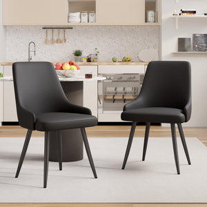 English Elm Modern Dining Chairs Set Of 2 - Comfortable Faux Leather Upholstered Design With Metal Legs T3950P397125