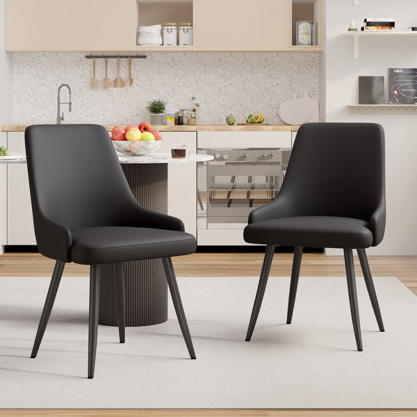 English Elm Modern Dining Chairs Set Of 2 - Comfortable Faux Leather Upholstered Design With Metal Legs T3950P397125