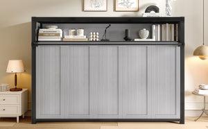 English Elm Twin Size Murphy Bed With Built-In Shelf – Space-Saving Metal Wall Bed For Efficient Living Areas W1580S00150-GIGA