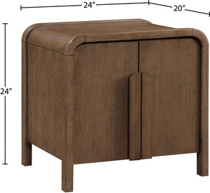 Meridian Furniture Harmony Mid-century Nightstand Oak Veneer Solid Wood Curved Design Bedroom Accent Table Brown 805Brown-NS
