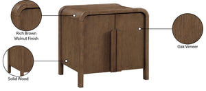 Meridian Furniture Harmony Mid-century Nightstand Oak Veneer Solid Wood Curved Design Bedroom Accent Table Brown 805Brown-NS