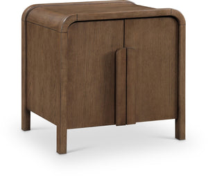 Meridian Furniture Harmony Mid-century Nightstand Oak Veneer Solid Wood Curved Design Bedroom Accent Table Brown 805Brown-NS
