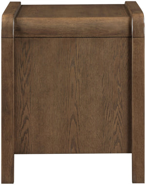 Meridian Furniture Harmony Mid-century Nightstand Oak Veneer Solid Wood Curved Design Bedroom Accent Table Brown 805Brown-NS
