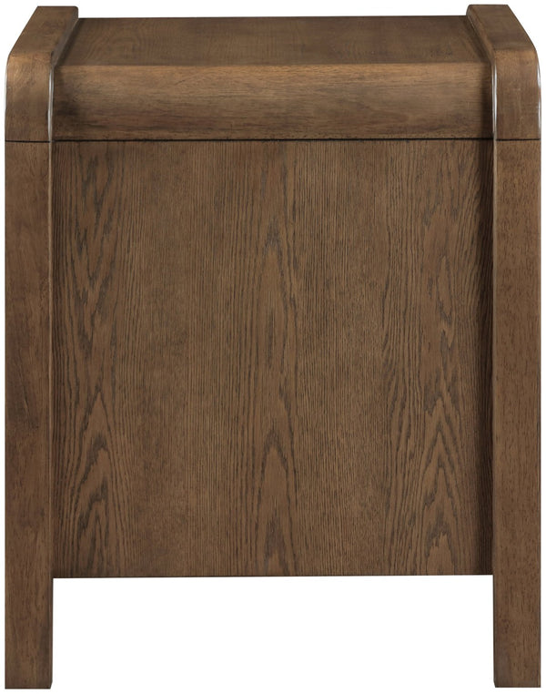 Meridian Furniture Harmony Mid-century Nightstand Oak Veneer Solid Wood Curved Design Bedroom Accent Table Brown 805Brown-NS