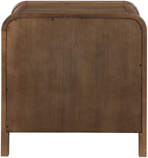 Meridian Furniture Harmony Mid-century Nightstand Oak Veneer Solid Wood Curved Design Bedroom Accent Table Brown 805Brown-NS