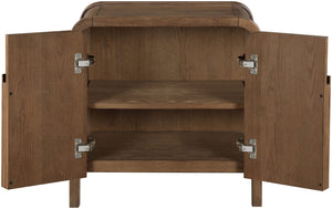 Meridian Furniture Harmony Mid-century Nightstand Oak Veneer Solid Wood Curved Design Bedroom Accent Table Brown 805Brown-NS